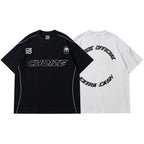 Y2K Oversized Reflective Strip T-Shirt for Men