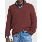 Men Collar Quarter Zip-Up Sweater Casual