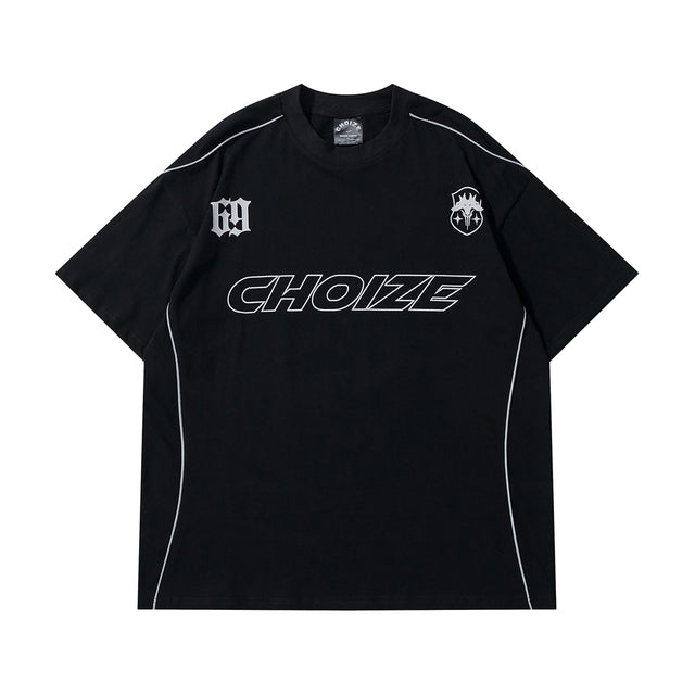Y2K Oversized Reflective Strip T-Shirt for Men