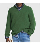 Men Collar Quarter Zip-Up Sweater Casual
