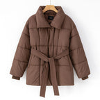 Women’s Warm Belted Puffer Jacket – Lightweight Quilted Winter Coat