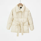 Women’s Warm Belted Puffer Jacket – Lightweight Quilted Winter Coat