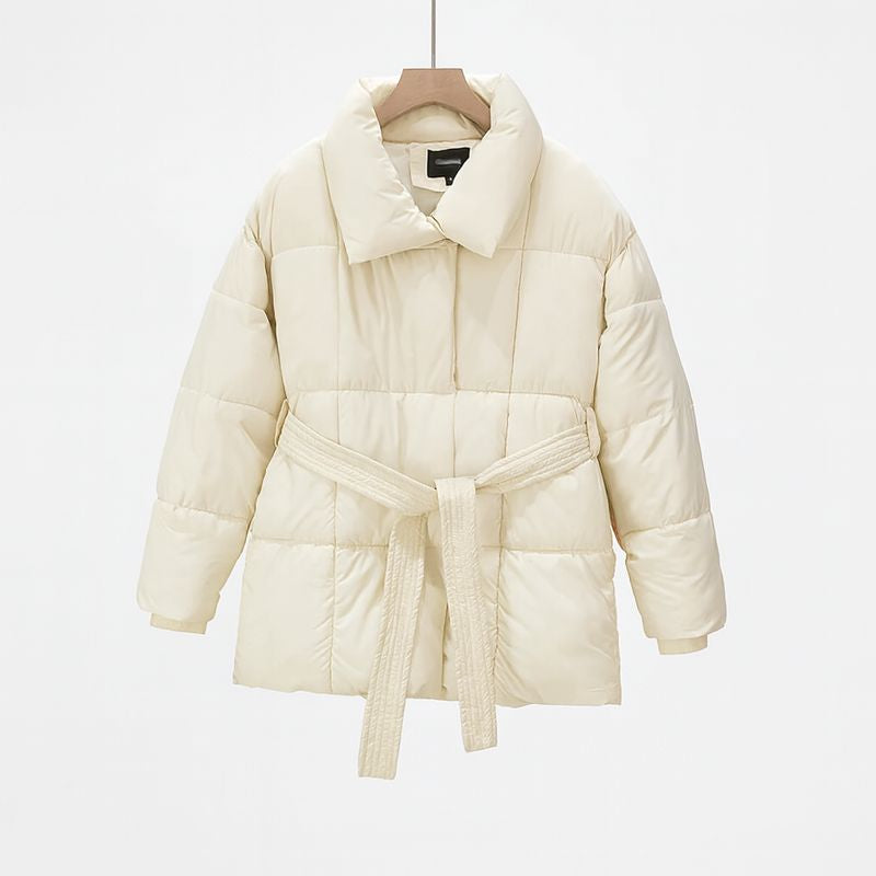 Women’s Warm Belted Puffer Jacket – Lightweight Quilted Winter Coat