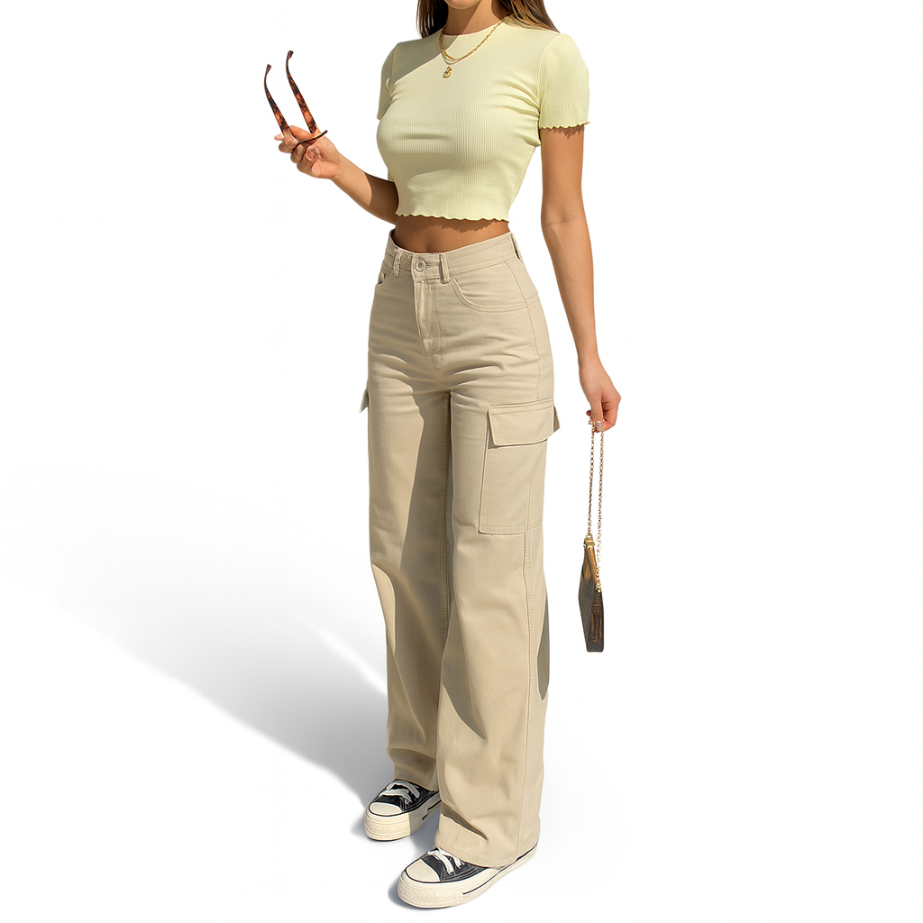 Women’s Baggy Cargo Jeans– Straight Leg Multi-Pocket Denim for Women