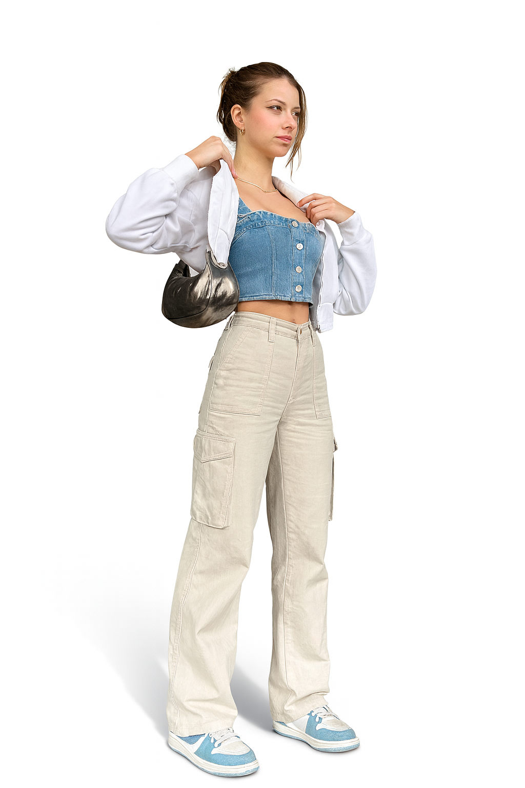 Women’s Baggy Cargo Jeans– Straight Leg Multi-Pocket Denim for Women