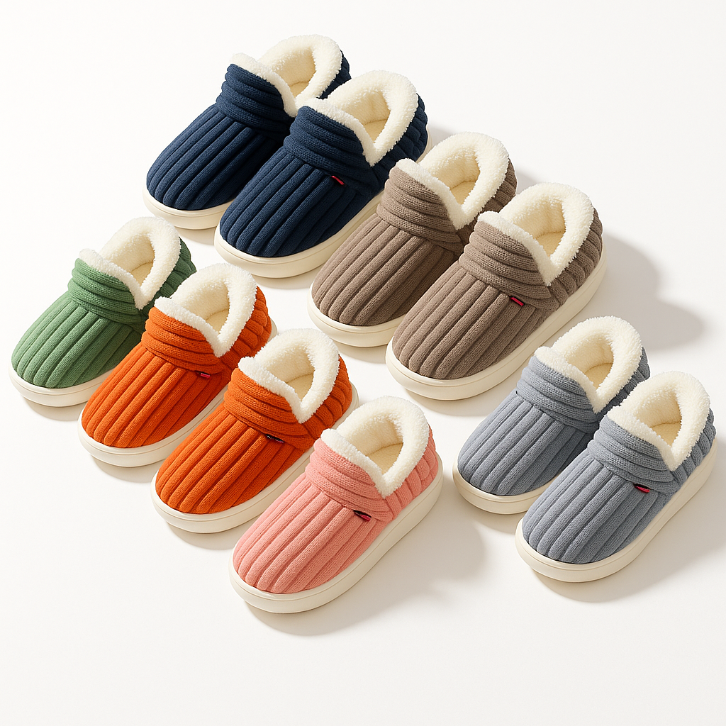 Warm Soft Cotton House Slippers – Plush Fleece Indoor Comfort
