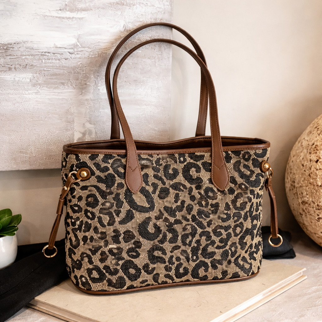 Women’s Leopard-Style Cheetah Print Shoulder Tote Bag