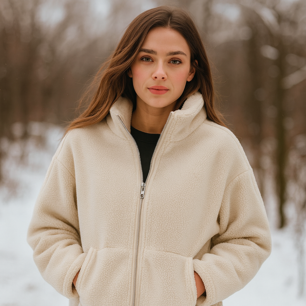 Women's Comfy Teddy Puffer Fleece Jacket