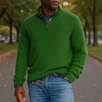 Men Collar Quarter Zip-Up Sweater Casual