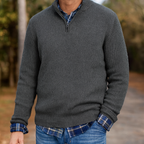 Men Collar Quarter Zip-Up Sweater Casual