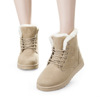 Women’s Cozy Pink Suede Winter Snow Boots – Warm Plush Lined Lace-Up Booties