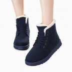 Women’s Cozy Pink Suede Winter Snow Boots – Warm Plush Lined Lace-Up Booties