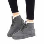 Women’s Cozy Pink Suede Winter Snow Boots – Warm Plush Lined Lace-Up Booties