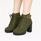 Women's Vintage Winter-Ready Lace-Up Ankle Boots With Stud Detailing