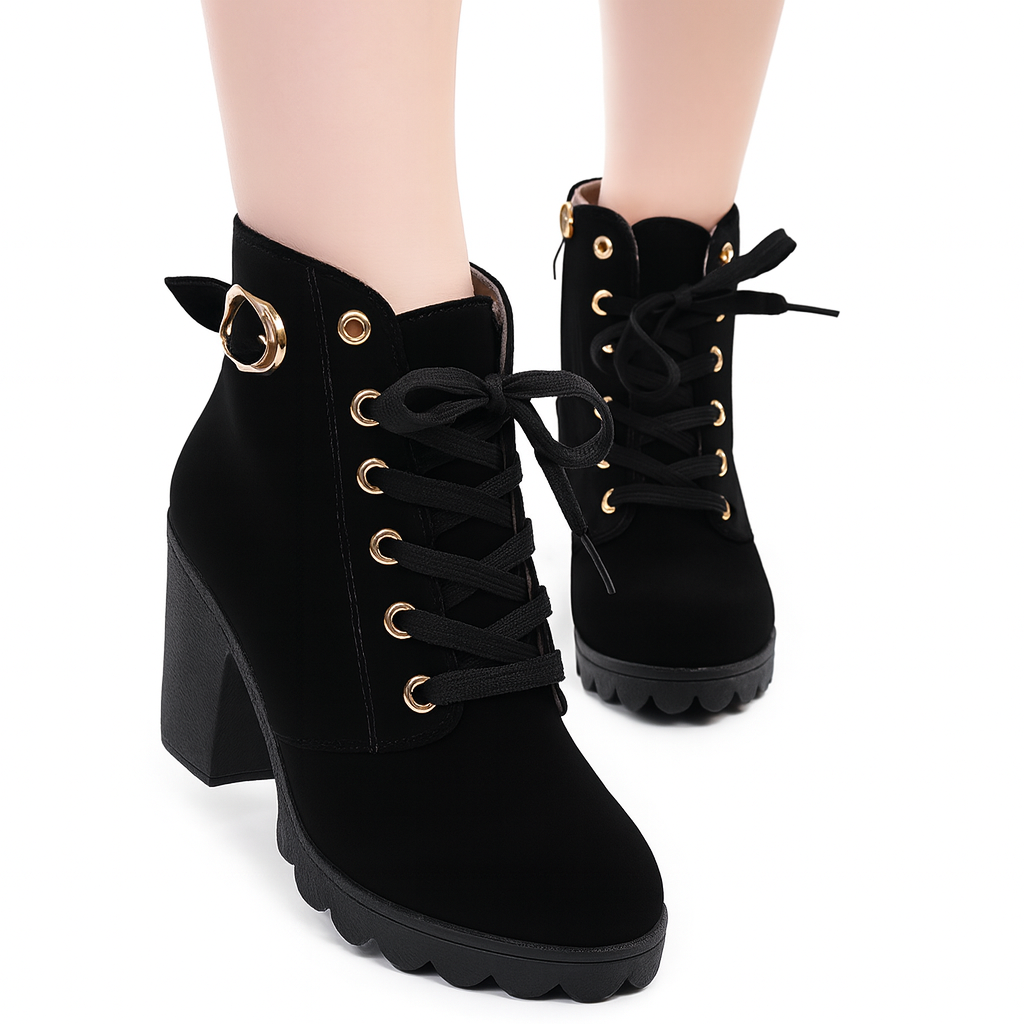 Women's Vintage Winter-Ready Lace-Up Ankle Boots With Stud Detailing