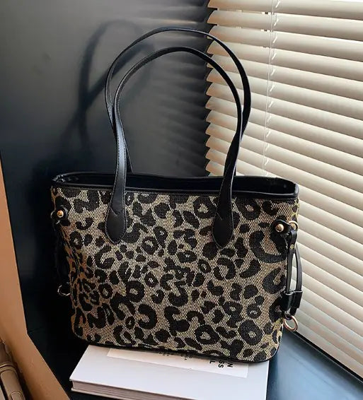 Women’s Leopard-Style Cheetah Print Shoulder Tote Bag