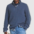 Men Collar Quarter Zip-Up Sweater Casual