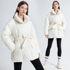 Women’s Warm Belted Puffer Jacket – Lightweight Quilted Winter Coat