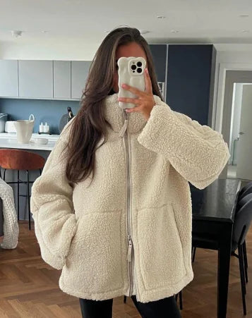 Women's Comfy Teddy Puffer Fleece Jacket