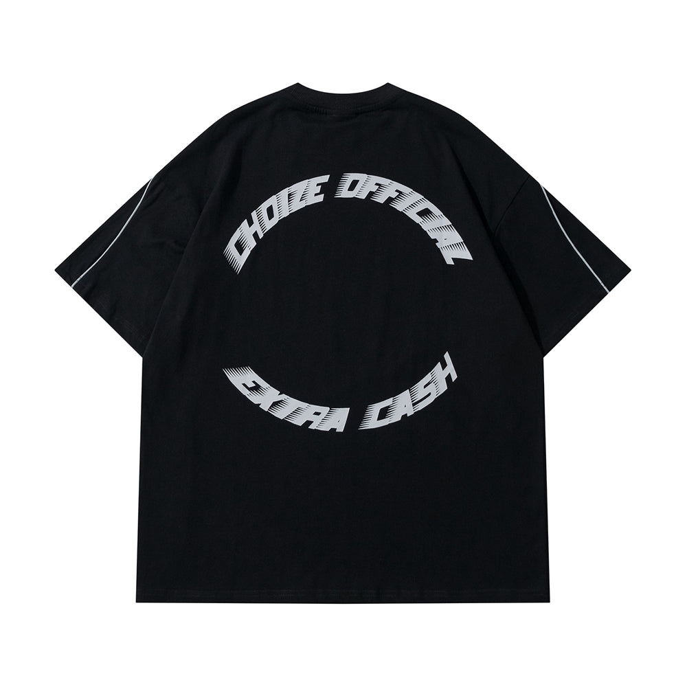 Y2K Oversized Reflective Strip T-Shirt for Men