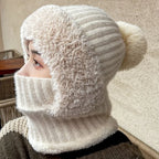 Women’s 2-in-1 Winter Hat & Scarf Hood – Plush Fleece Lined Thermal Balaclava